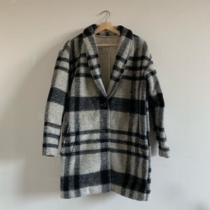 Madewell Wool Checkered Trench